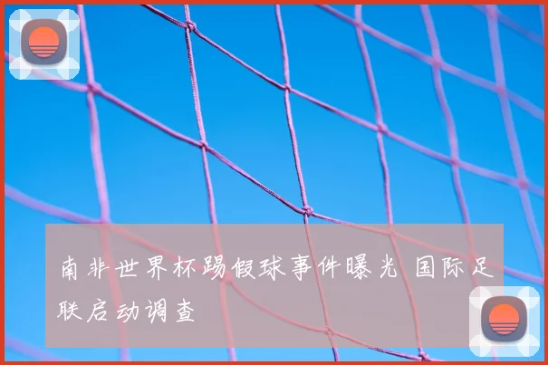 南非世界杯踢假球事件曝光 国际足联启动调查